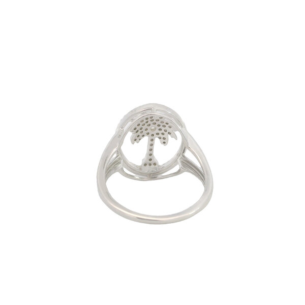 Sterling Silver CZ Halo Palmetto Ring