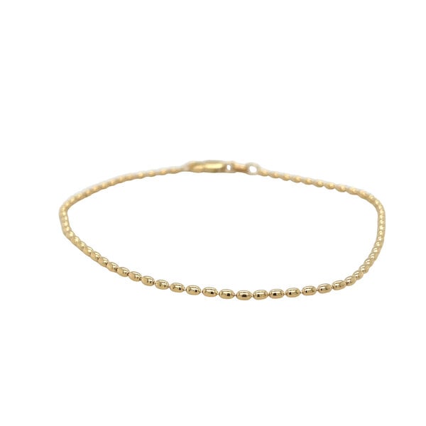 14K Yellow Gold Polished 1.5mm Rice Bead Bracelet