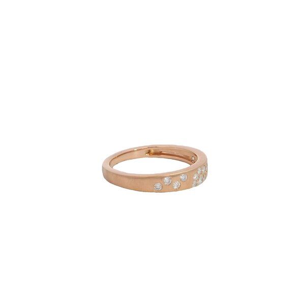 14K Rose Gold .35ct Gypsy Set Diamond Brushed Finish Band Size 7