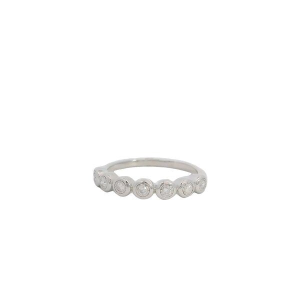 14KW .11ct Diamond Bezel Set Beaded Band Size 6.5