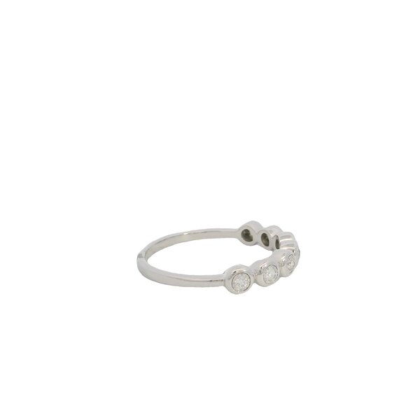 14KW .11ct Diamond Bezel Set Beaded Band Size 6.5