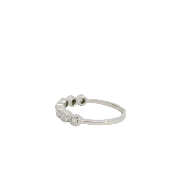 14KW .11ct Diamond Bezel Set Beaded Band Size 6.5