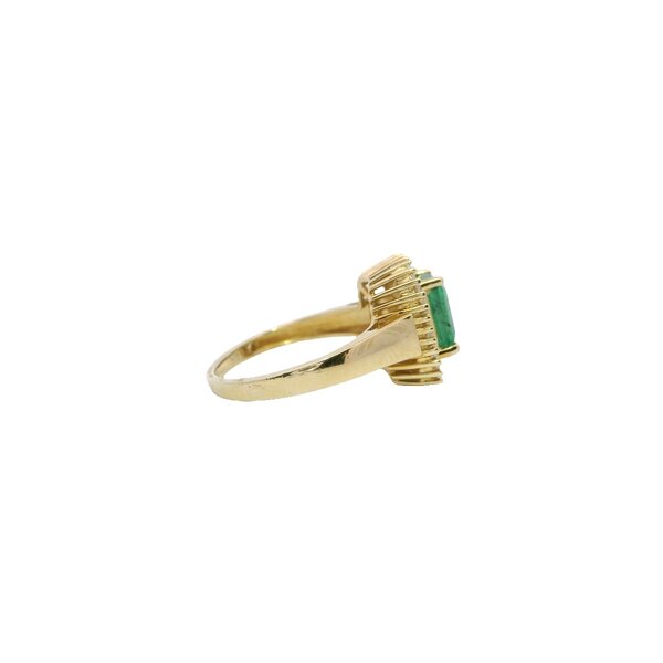 14K Yellow Gold Estate 1.75ct Emerald .75ct Diamond Ring Size 7