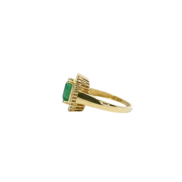 14K Yellow Gold Estate 1.75ct Emerald .75ct Diamond Ring Size 7
