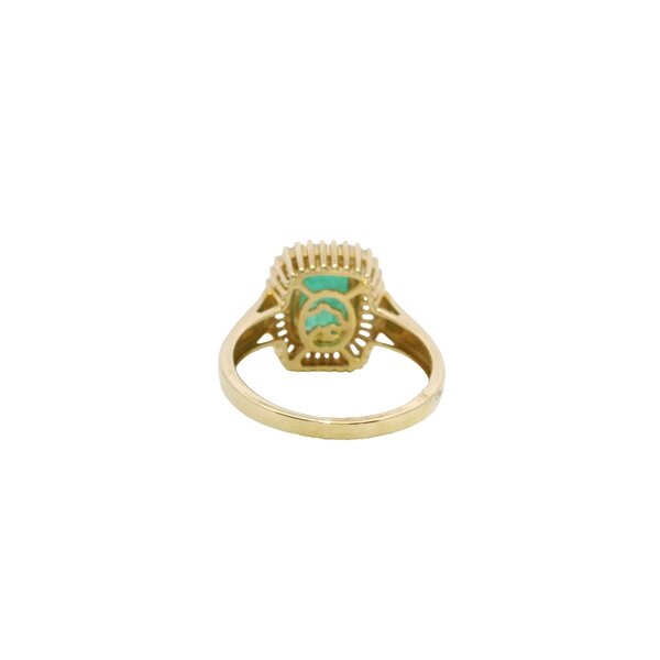 14K Yellow Gold Estate 1.75ct Emerald .75ct Diamond Ring Size 7