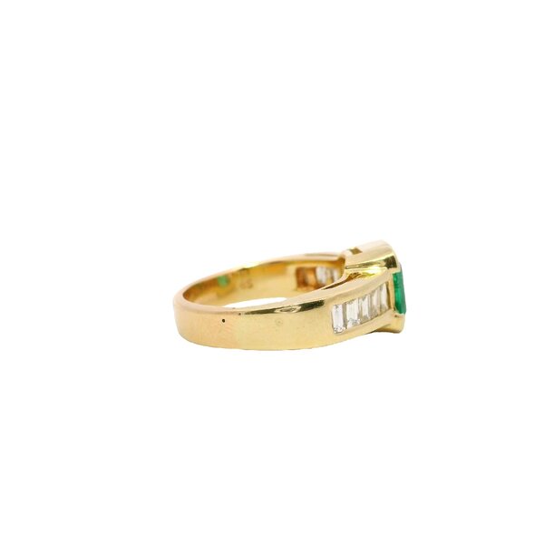 14K Yellow Gold 1970's 4.16ct Emerald 1ct Diamond Ring Size 7.5