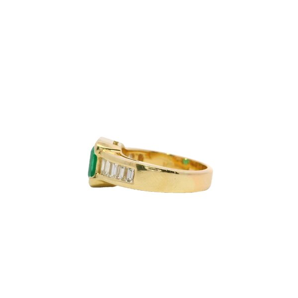 14K Yellow Gold 1970's 4.16ct Emerald 1ct Diamond Ring Size 7.5