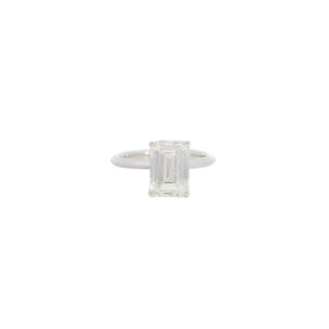 14KW 3ct Emerald Cut Lab Grown Dia Solitaire Ring Sz 7