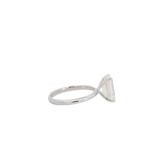 14K White Gold 3ct Emerald Cut Lab Grown Diamond Solitaire Ring Size 7
