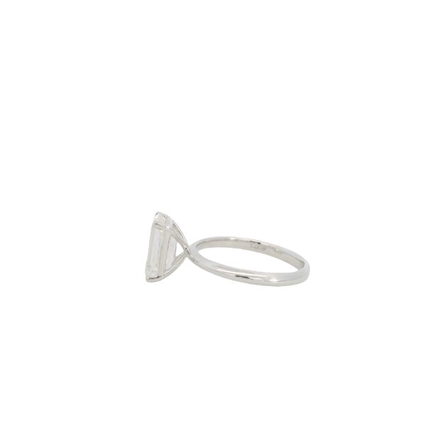 14K White Gold 3ct Emerald Cut Lab Grown Diamond Solitaire Ring Size 7