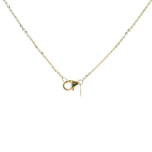 14K Yellow Gold Diamond Cut Blue Enameled Scallop Shell Necklace 18 inch