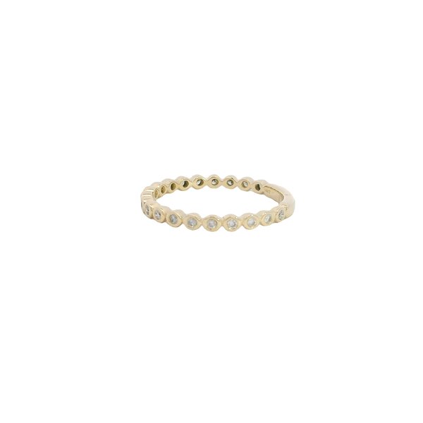 14K Yellow Gold .15ct Diamond Bezel Set Beaded Band Size 6.5