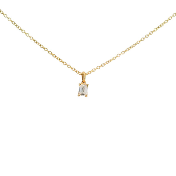14K Yellow Gold .27ct Emerald Cut Lab Grown Diamond Necklace 16"18" Adjustable