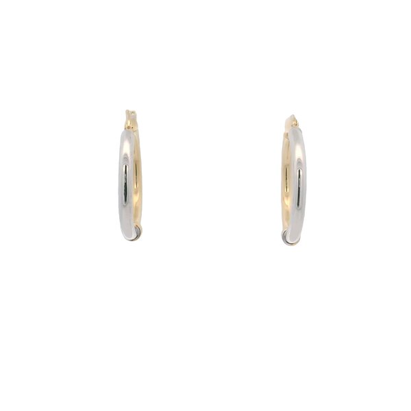 14K Yellow and White Polished 28x3mm Hoops