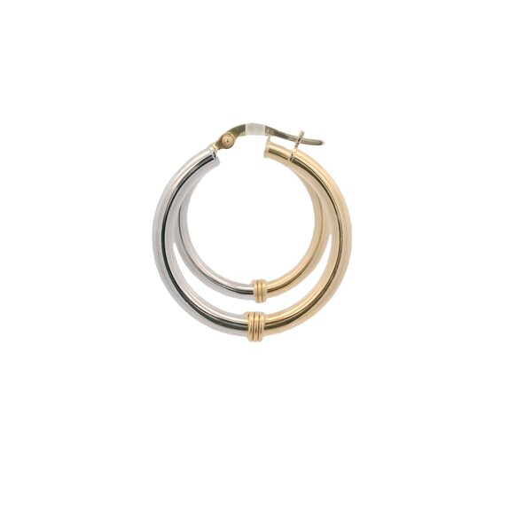 14K Yellow and White Polished 28x3mm Hoops