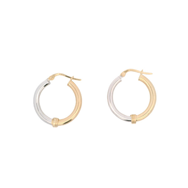14K Yellow and White Polished 24x3mm Hoops