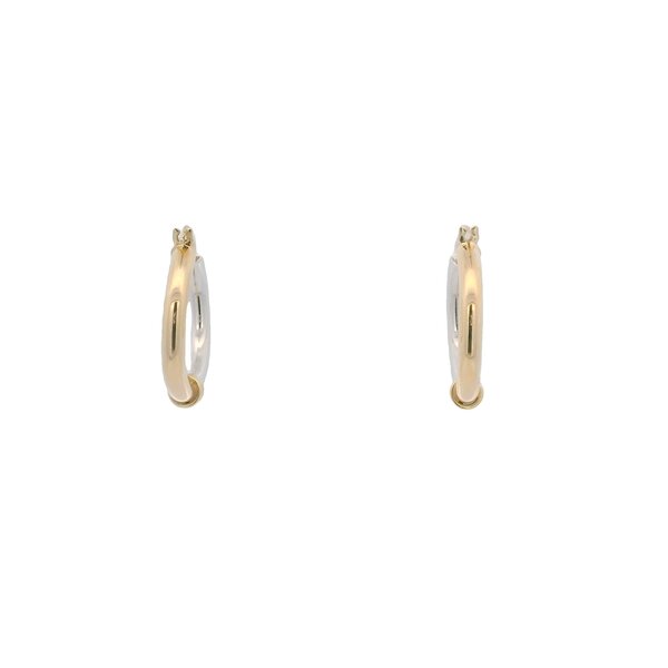 14K Yellow and White Polished 24x3mm Hoops
