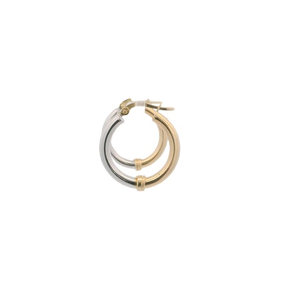 14K Yellow and White Polished 24x3mm Hoops