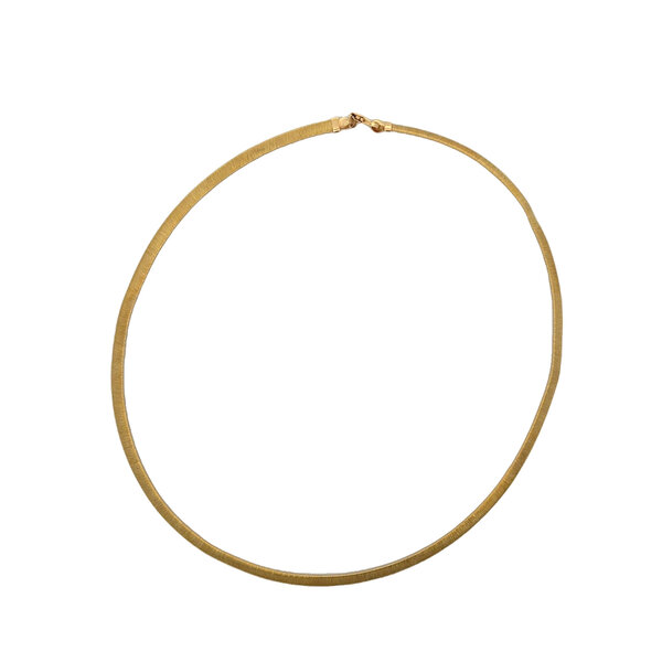 14K Yellow Gold 1970's 4mm Textured Diamond Cut Omega Chain 17.25 inch