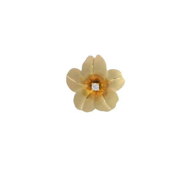 14K Yellow Gold Gold Creations Original .13ct Lab Diamond Brushed Yellow Jessamine Pendant Large