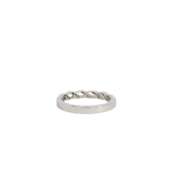 14K White Gold .08ct Diamond Milgrain Braided Twist Band Size 6.5