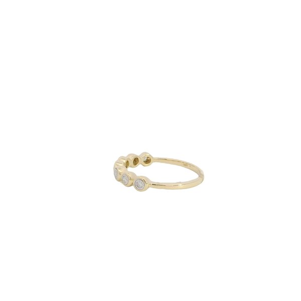 14K Yellow Gold .11ct Diamond Bezel Set Beaded Band Size 6.5