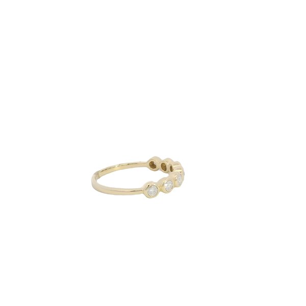 14K Yellow Gold .11ct Diamond Bezel Set Beaded Band Size 6.5