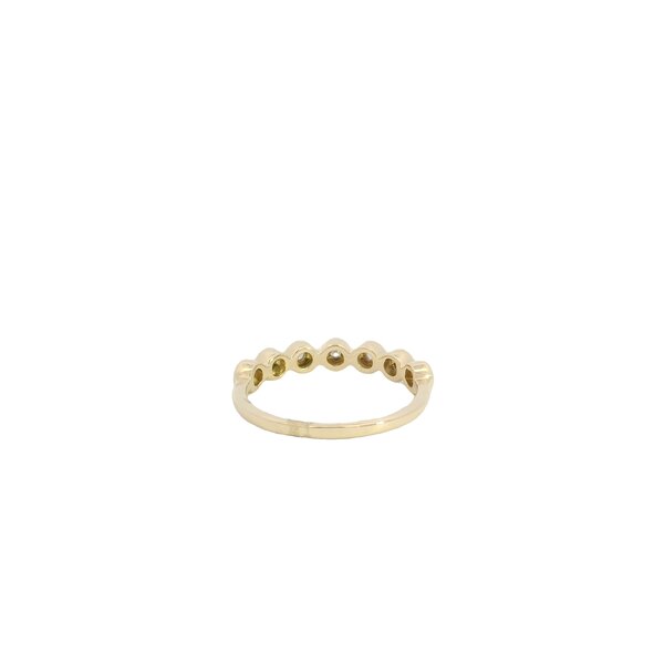 14K Yellow Gold .11ct Diamond Bezel Set Beaded Band Size 6.5