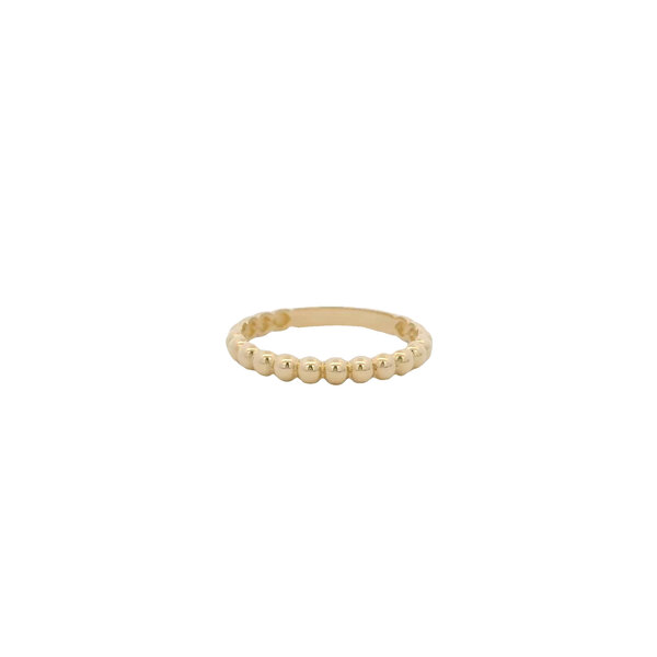 14K Yellow Gold 3mm Polished Beaded Band Size 8