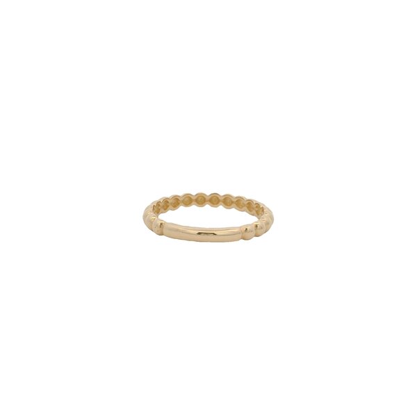 14K Yellow Gold 3mm Polished Beaded Band Size 8