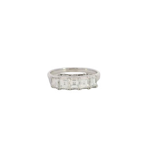 Plat 1950's 5 Stone 1.35ct Asscher Dia Bar Style Band Sz 8