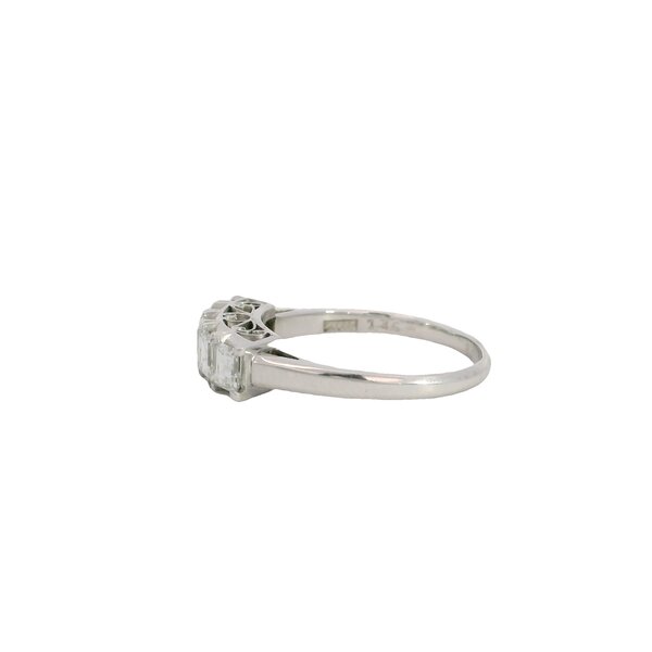 Platinum 1950's 5 Stone 1.35ct Asscher Diamond Bar Style Band Size 8