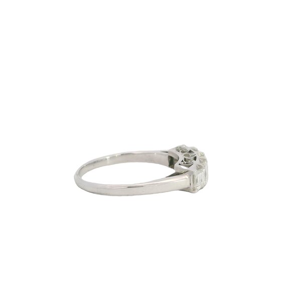 Platinum 1950's 5 Stone 1.35ct Asscher Diamond Bar Style Band Size 8