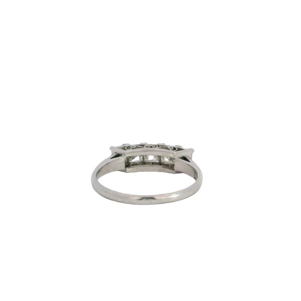 Platinum 1950's 5 Stone 1.35ct Asscher Diamond Bar Style Band Size 8