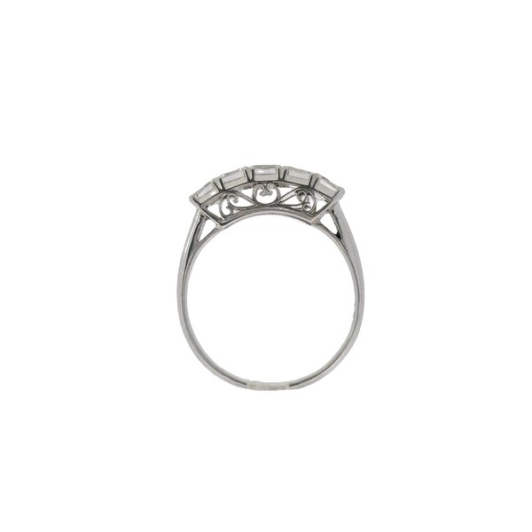Platinum 1950's 5 Stone 1.35ct Asscher Diamond Bar Style Band Size 8