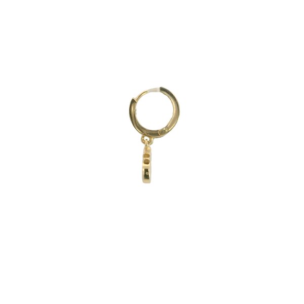 14K Yellow Gold 10x2mm Huggie Hoops with Green/Yellow Enamel Pineapple Charm