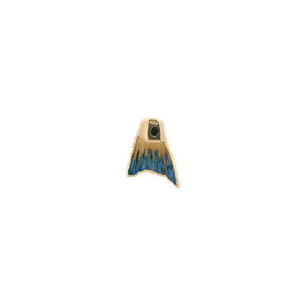14K Yellow Gold Gold Creations Original Diamond Cut Enamel Redfish Tail Pendant Small