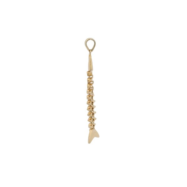14K Yellow Gold Articulated Bonefish Pendant 40x8mm