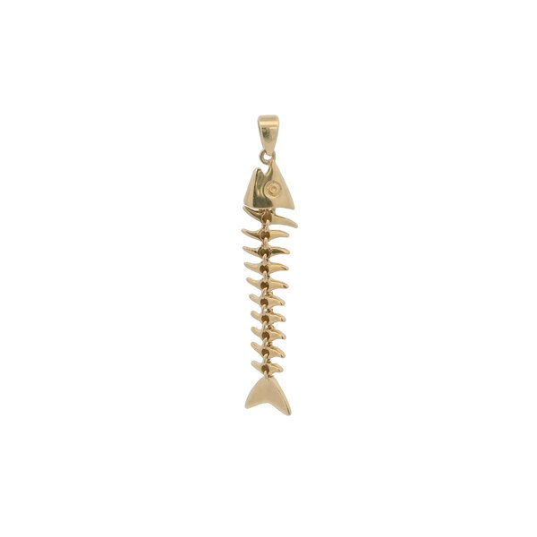 14K Yellow Gold Articulated Bonefish Pendant 40x8mm