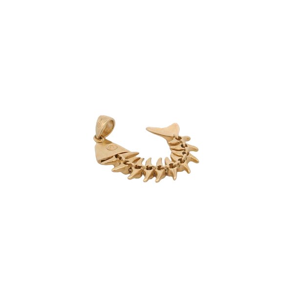 14K Yellow Gold Articulated Bonefish Pendant 40x8mm