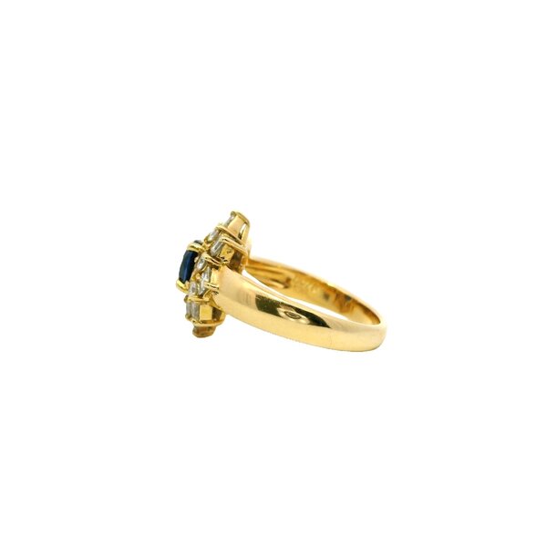 18K Yellow Gold 1960's .97ct Sapphire .70ct Diamond Ring Size 6