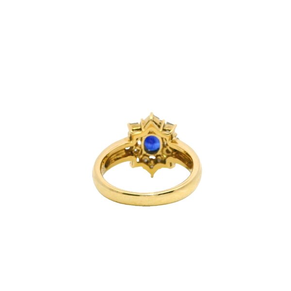 18K Yellow Gold 1960's .97ct Sapphire .70ct Diamond Ring Size 6