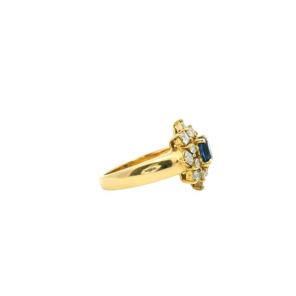 18K Yellow Gold 1960's .97ct Sapphire .70ct Diamond Ring Size 6