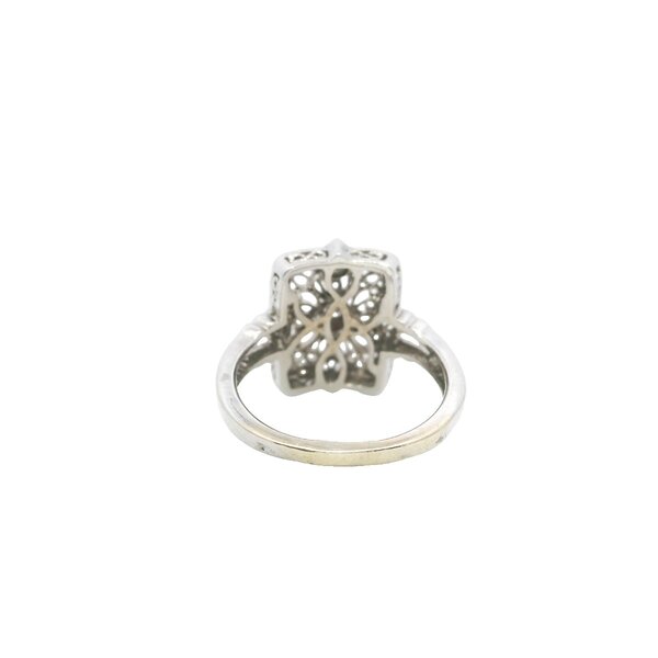 14K White Gold 1930's .25ct Diamond Square Filigree Ring Size 6