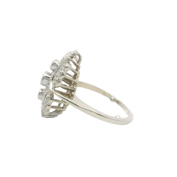 14K White Gold 1950's .75ct Diamond Art Deco Inspired Ring Size 7.5