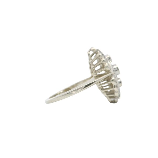 14K White Gold 1950's .75ct Diamond Art Deco Inspired Ring Size 7.5