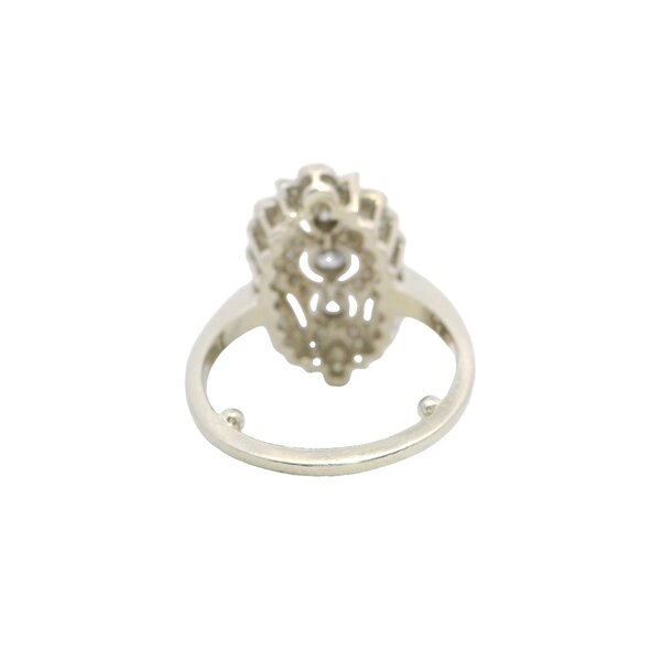 14K White Gold 1950's .75ct Diamond Art Deco Inspired Ring Size 7.5