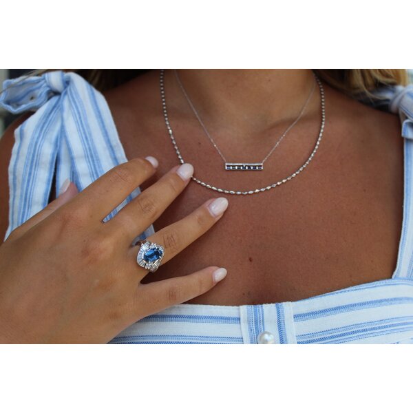 Platinum 1950's 3.07 Sapphire & .70ct Diamond Ballerina Ring Size 6.5
