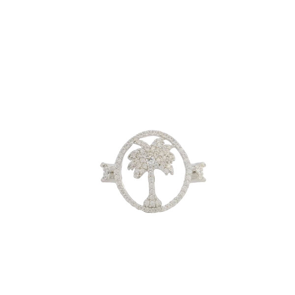 Sterling Silver CZ Palmetto with Moons Ring