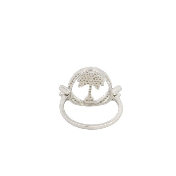 Sterling Silver CZ Palmetto with Moons Ring